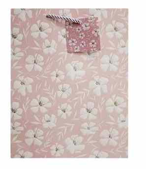 SACOLA PRESENTE LUXO FLORES 23X18X10CM